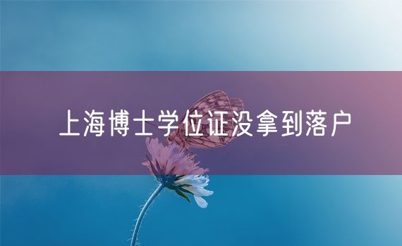 上海博士学位证没拿到落户