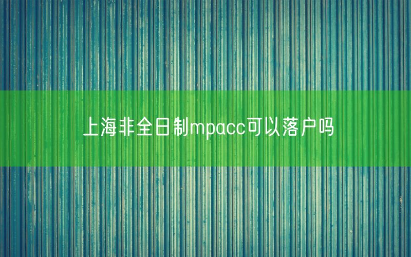 上海非全日制mpacc可以落户吗