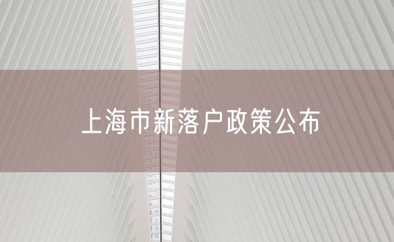 上海市新落户政策公布