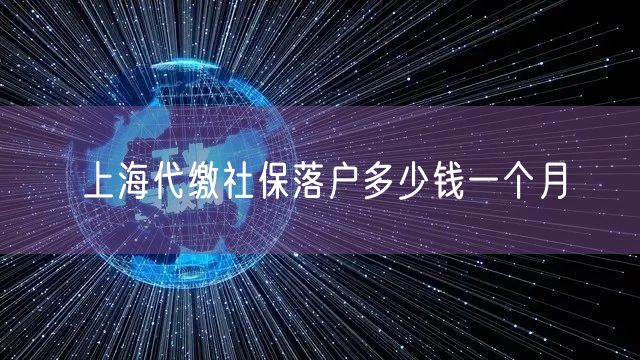 上海代缴社保落户多少钱一个月