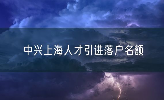 中兴上海人才引进落户名额