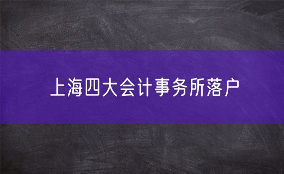 上海四大会计事务所落户