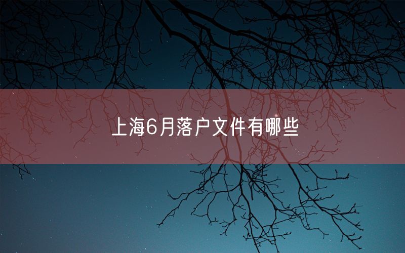 上海6月落户文件有哪些