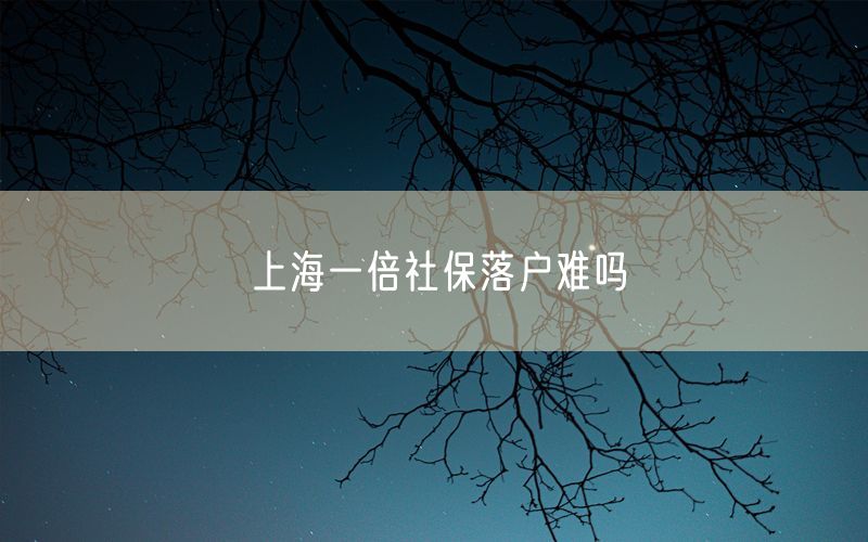 上海一倍社保落户难吗