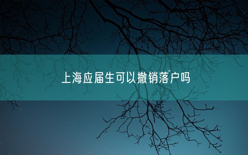 上海应届生可以撤销落户吗