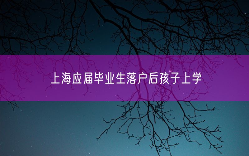 上海应届毕业生落户后孩子上学