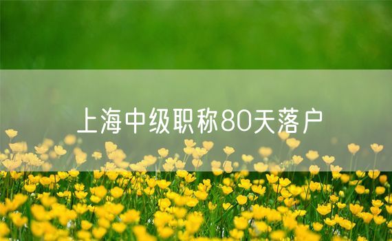 上海中级职称80天落户