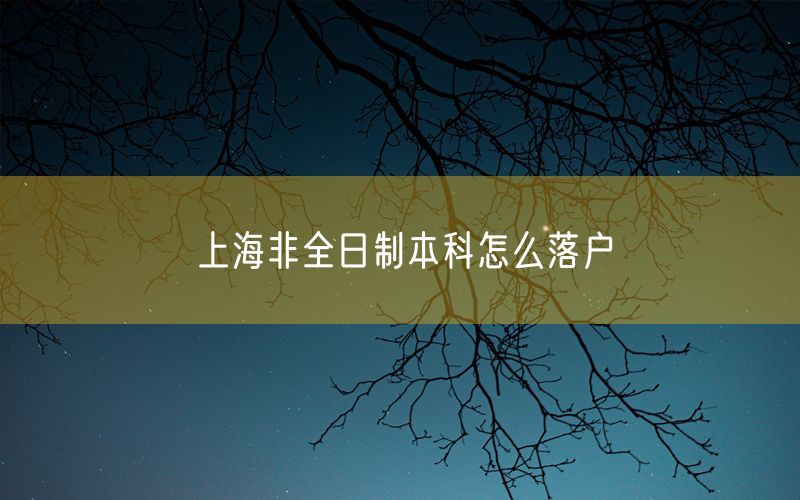 上海非全日制本科怎么落户