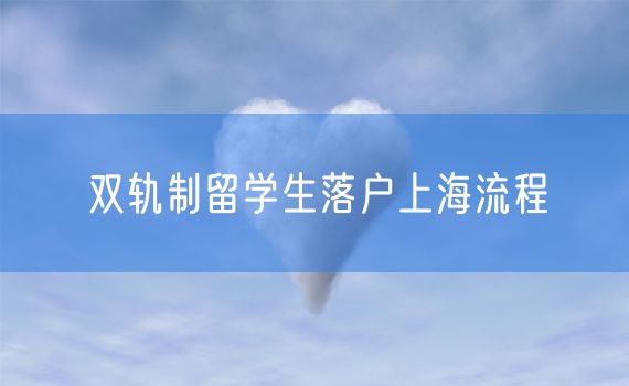 双轨制留学生落户上海流程