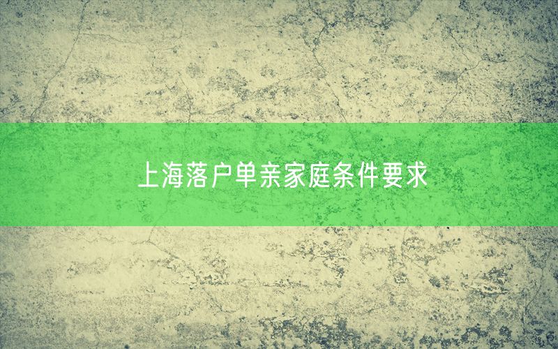 上海落户单亲家庭条件要求