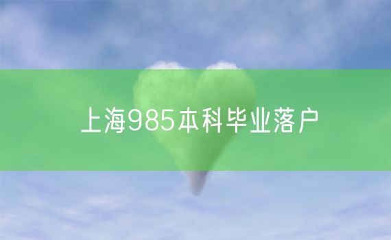 上海985本科毕业落户