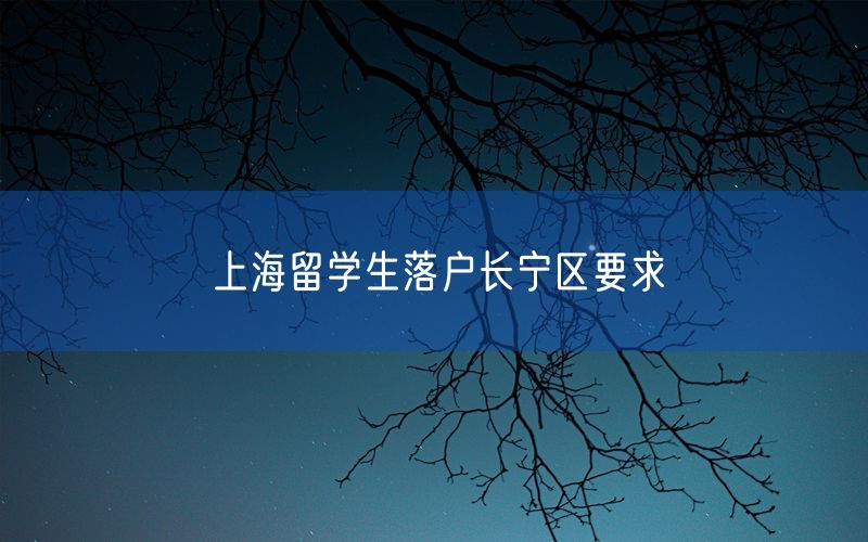 上海留学生落户长宁区要求