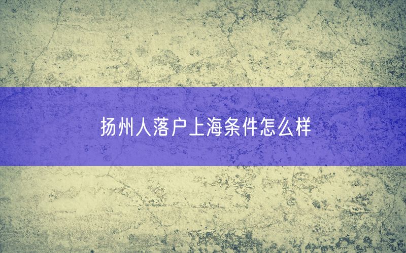 扬州人落户上海条件怎么样