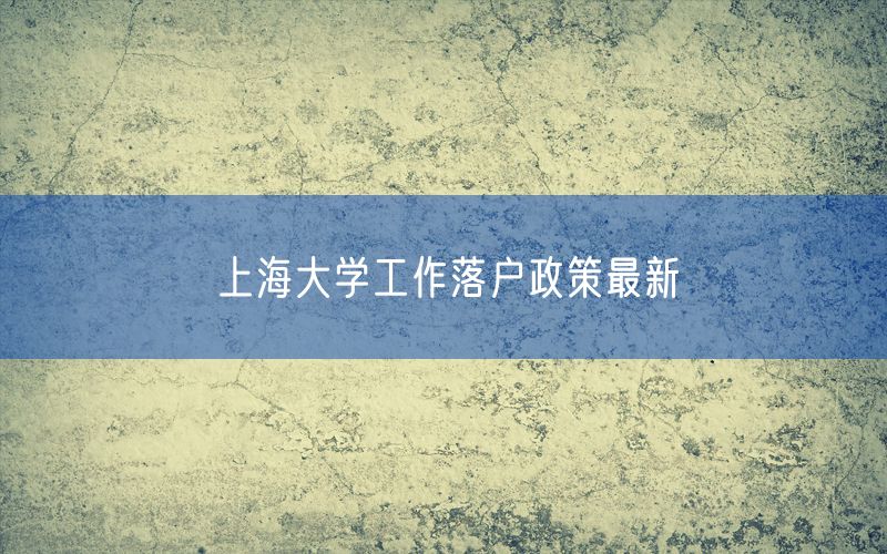 上海大学工作落户政策最新