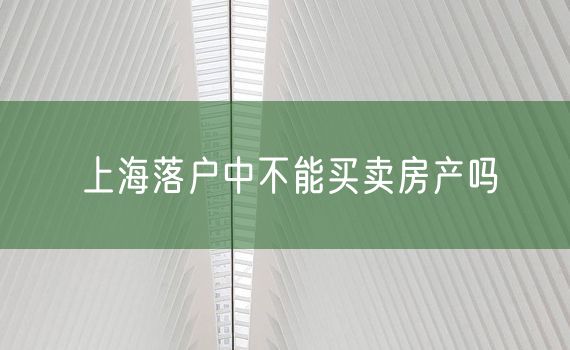 上海落户中不能买卖房产吗