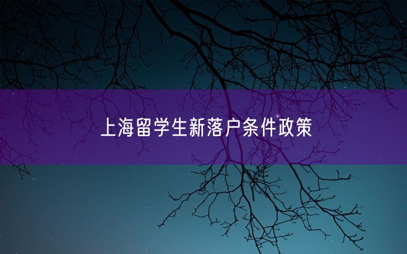 上海留学生新落户条件政策