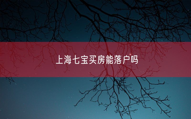 上海七宝买房能落户吗