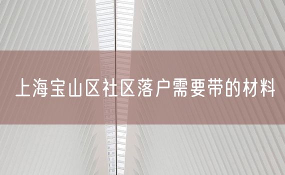 上海宝山区社区落户需要带的材料