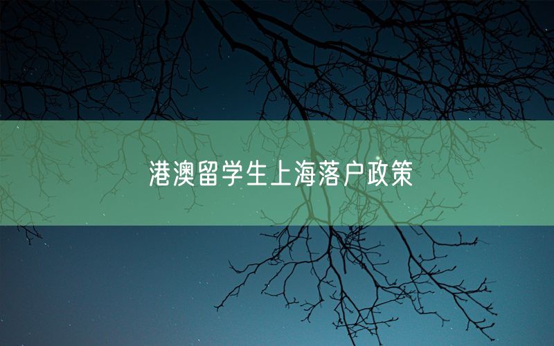 港澳留学生上海落户政策