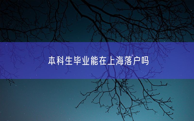 本科生毕业能在上海落户吗