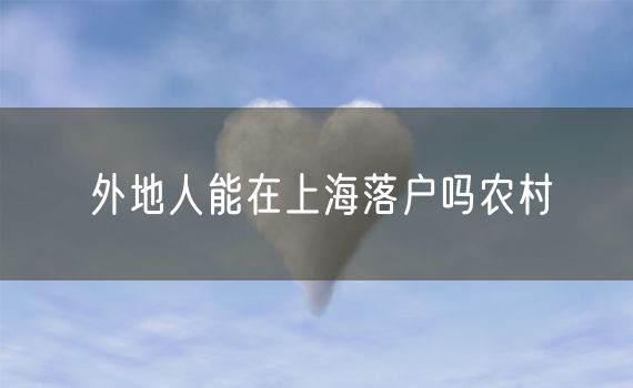 外地人能在上海落户吗农村