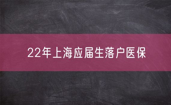 22年上海应届生落户医保