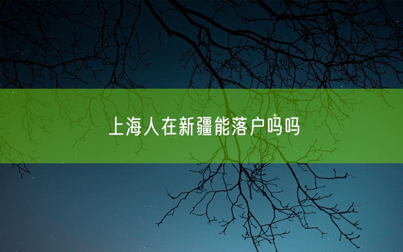 上海人在新疆能落户吗吗