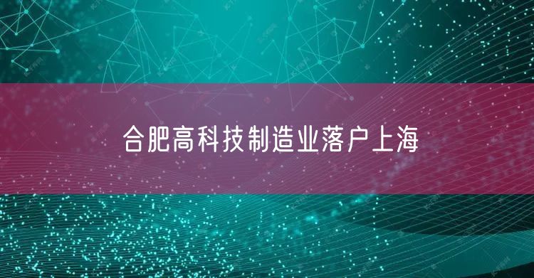 合肥高科技制造业落户上海