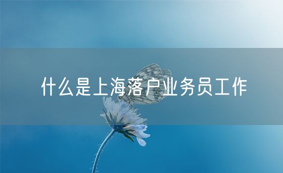 什么是上海落户业务员工作