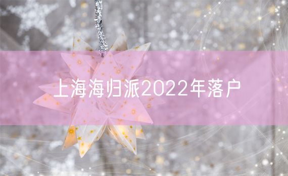 上海海归派2022年落户