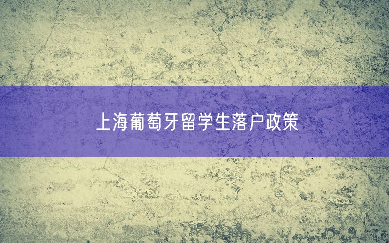 上海葡萄牙留学生落户政策