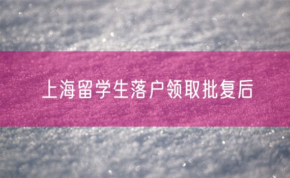 上海留学生落户领取批复后