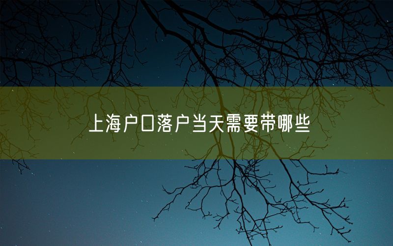 上海户口落户当天需要带哪些