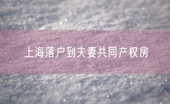 上海落户到夫妻共同产权房