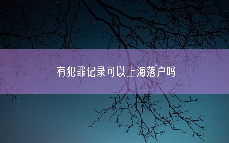 有犯罪记录可以上海落户吗