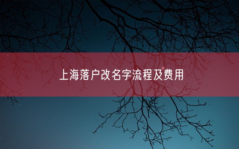 上海落户改名字流程及费用