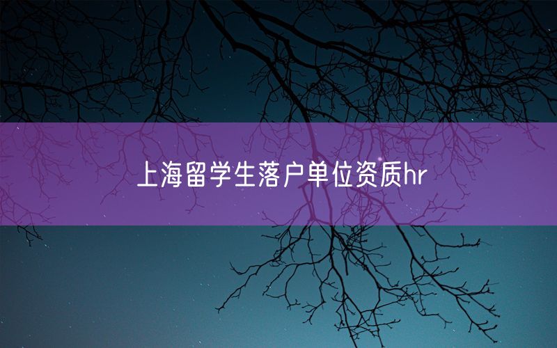 上海留学生落户单位资质hr