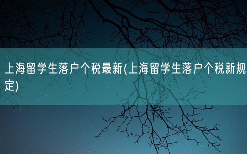 上海留学生落户个税最新(上海留学生落户个税新规定)