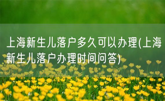 上海新生儿落户多久可以办理(上海新生儿落户办理时间问答)