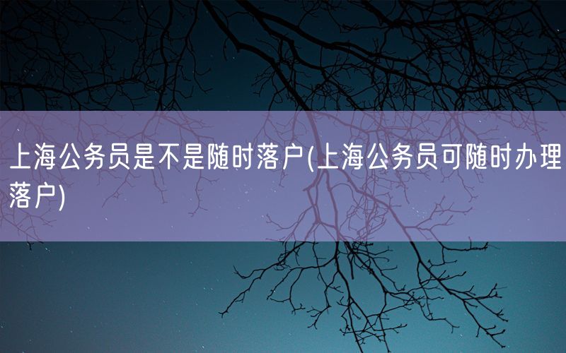 上海公务员是不是随时落户(上海公务员可随时办理落户)