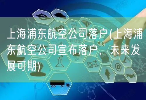 上海浦东航空公司落户(上海浦东航空公司宣布落户，未来发展可期)