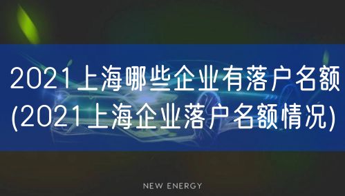 2021上海哪些企业有落户名额(2021上海企业落户名额情况)