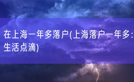 在上海一年多落户(上海落户一年多：生活点滴)