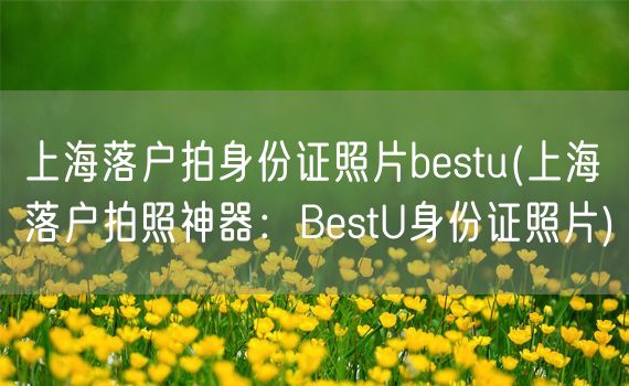 上海落户拍身份证照片bestu(上海落户拍照神器：BestU身份证照片)