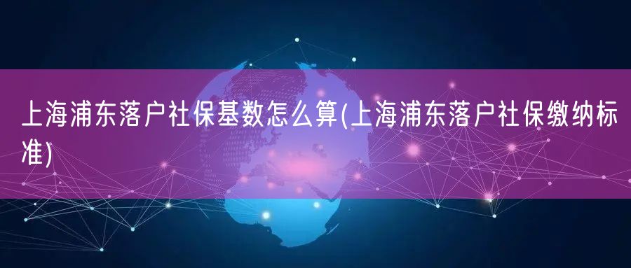 上海浦东落户社保基数怎么算(上海浦东落户社保缴纳标准)