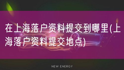 在上海落户资料提交到哪里(上海落户资料提交地点)