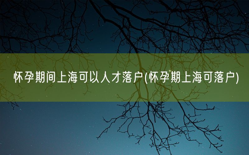 怀孕期间上海可以人才落户(怀孕期上海可落户)