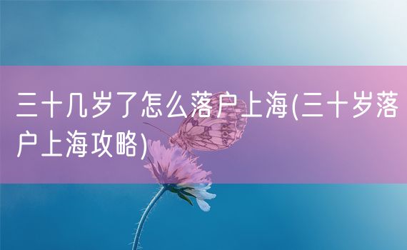 三十几岁了怎么落户上海(三十岁落户上海攻略)