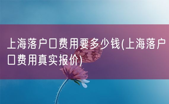 上海落户口费用要多少钱(上海落户口费用真实报价)