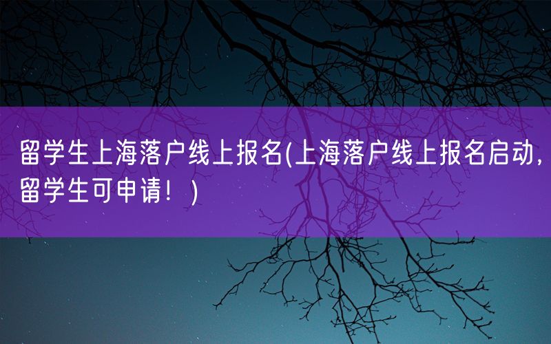 留学生上海落户线上报名(上海落户线上报名启动，留学生可申请！)